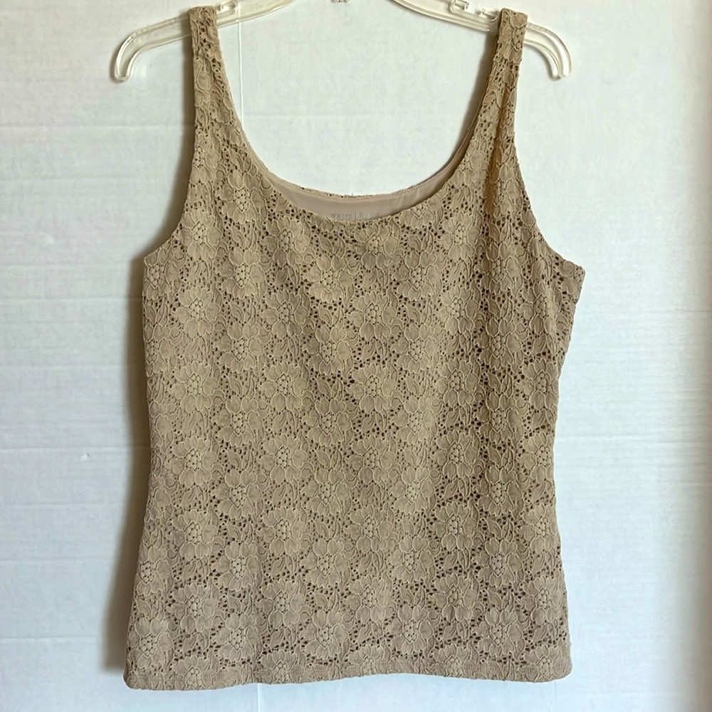 White House Black Market Beige Lace Tank Top